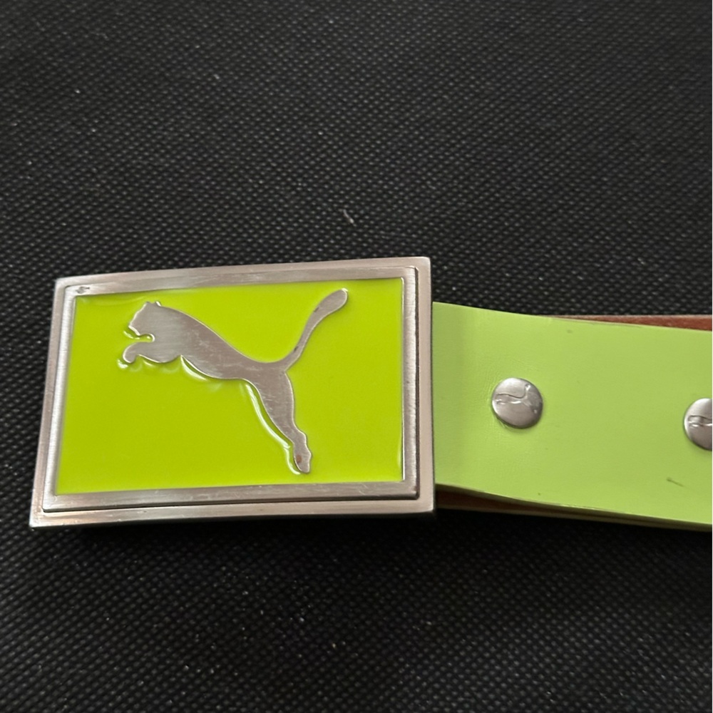 Puma Neon Green Belt with Silver Logo Buckle